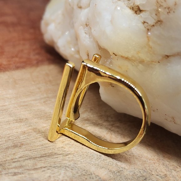 Contemporary Band Artisan GG Ring 14K Gold plated Unique Design - Picture 9 of 13